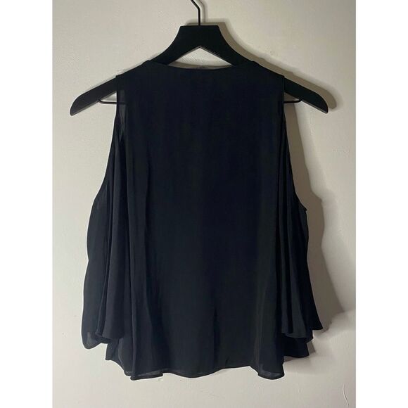 Astr The Label Black Cold Shoulder Beaded Top Size XS - Picture 2 of 7